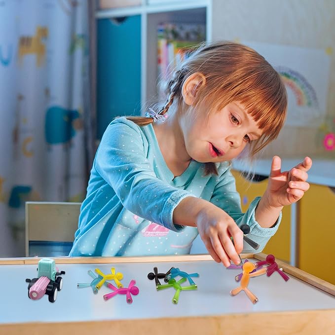 MAGMEN Enhanced Grip Magnetic Fidget Toy Figures for Kids 3-8 & Toddlers| 5 Piece Opaque Color Multipurpose MagnetSet for Travel, Road Trip, Office & Stocking Stuffer Gifts.