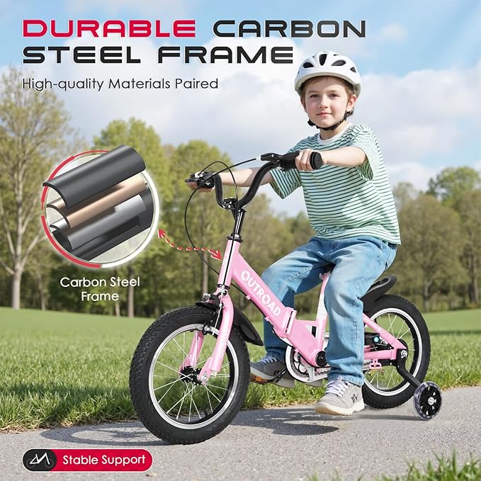14/16/18 Inch Folding Kids Bike with Training Wheels, Gifts for Girl&Boy Age 3-10 Years, Toddler Bike with Dual Brakes for Beginners, Multi-Color