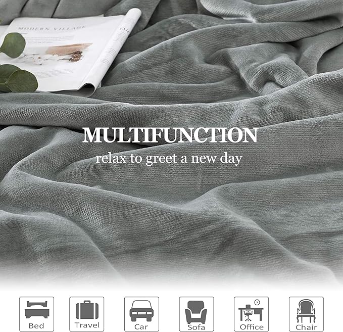 NANPIPER Sherpa Blanket Twin Thick Warm Blankets for Winter Bed Super Soft Fuzzy Flannel Fleece/Wool Like Reversible Velvet Plush Fabric(Light Grey Twin Size 60"x80")