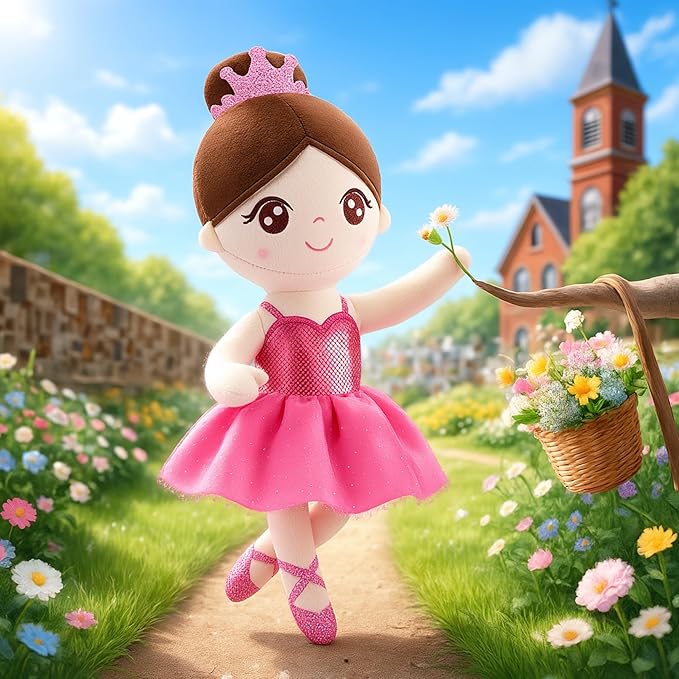 Gloveleya Ballet Toy Baby Girl Gifts Dolls Soft Plush Toy Ballet Girl Doll Peach 14 Inches with Gift Box