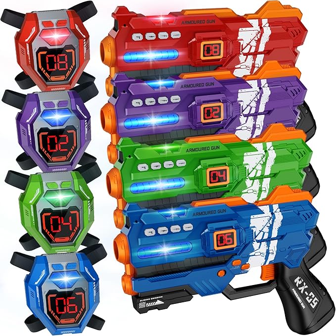 Laser Tag Guns Set of 4 Laser Tag Guns with Digital LED Score Display Vests,Gifts for Teens and Adults Boys & Girls,Adults and Family Fun,Gift for Kids Ages 8 9 10 11 12+Year Old Boy