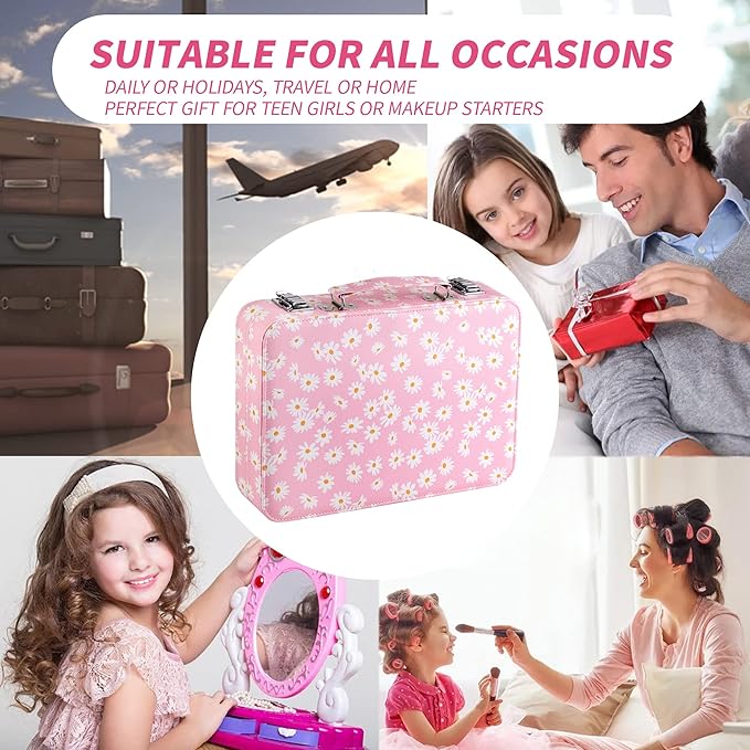 Hot Sugar Makeup Kit for Teenager Girls 10-12, All in One Beginner Makeup Kit for Women Full Kit, Teen makeup kit Cosmetic Gift Set on Birthday Christmas (Pink Daisy)