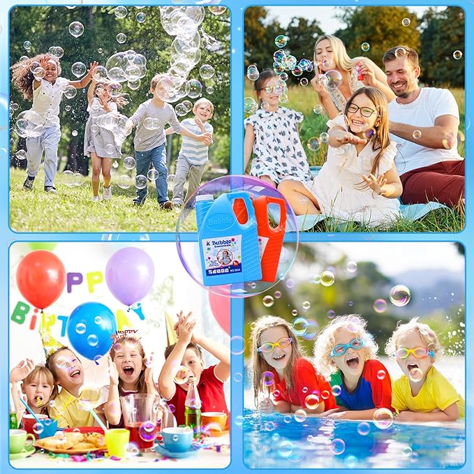 EagleStone Bubbles Solution Refill 2 Bottles 64 oz (Up to 5 Gallon) Concentrated, Giant Bubble Solution for Machines, Guns, Wands - Summer, Easter, Christmas Toys