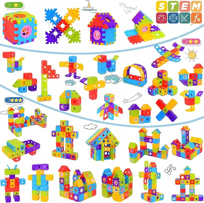FUBAODA Building Blocks for Toddlers & Kids 180 Pcs Toy Building Sets – STEM Building Toys –Interlocking Building Blocks for Toddlers and Kids