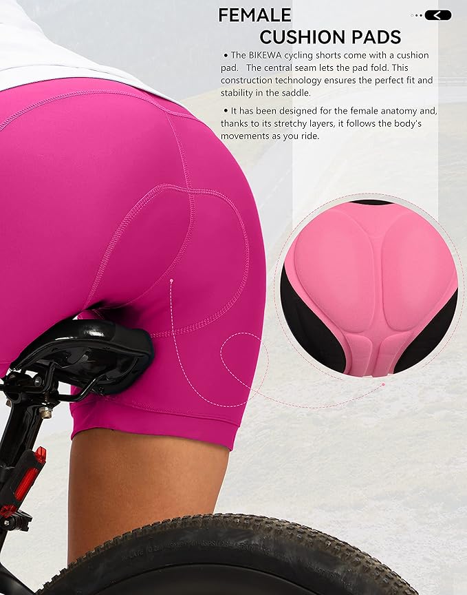 Women's 4D Padded Bike Shorts 5"/7" Riding Underwear Cycling Bicycle Road Biking Cycle Shorts for Women Zipper Pockets