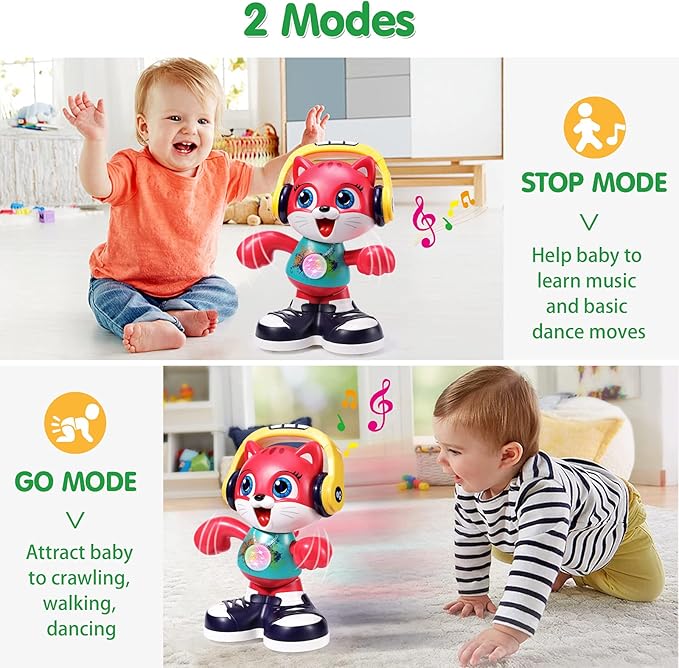 Baby Toys, Dancing Cat for Baby Boys & Girls with Music & Recording, Kids Interactive Early Learning Educational Toddler Toys for 2 3 Year Old Boys Girls with Sound Lights Effect Birthday Xmas Gift