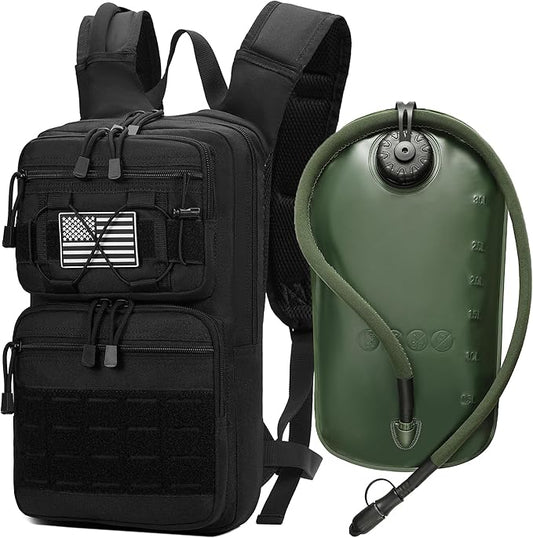 1050D Tactical Hydration Backpack with 3L TPU Water Bladder, Military Molle Water Backpack Perfect for Men & Women, Hydration Pack for Hiking, Biking, Running, Climbing, Hunting, Daily Use