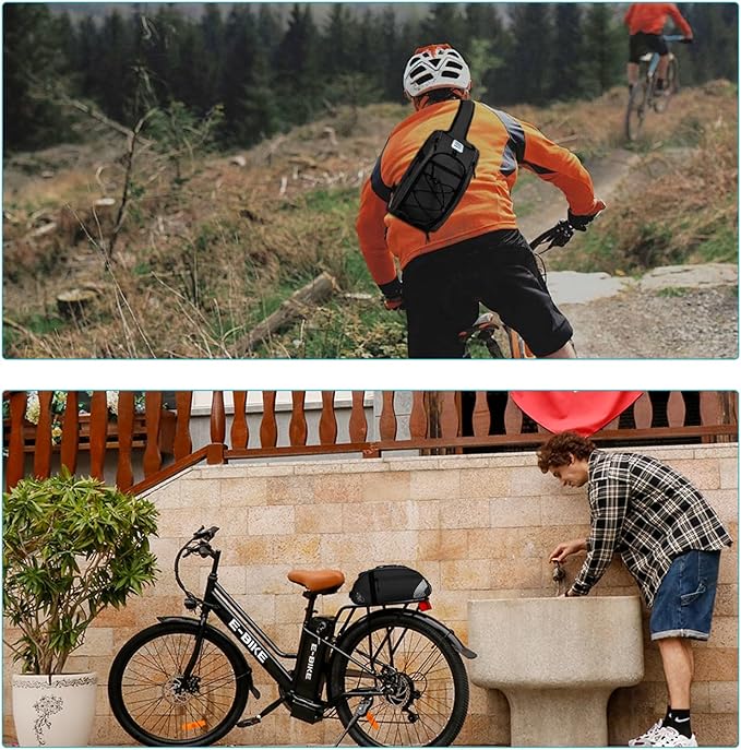 YEEGO DIRECT Bike Rack Bag, 14L Expandable Capacity Bike Bags for Bicycles Rear Rack,Waterproof Bike Trunk Bag, Bike Panniers Reflective Design, Crossbody Shoulder Bag for Commuting Outings