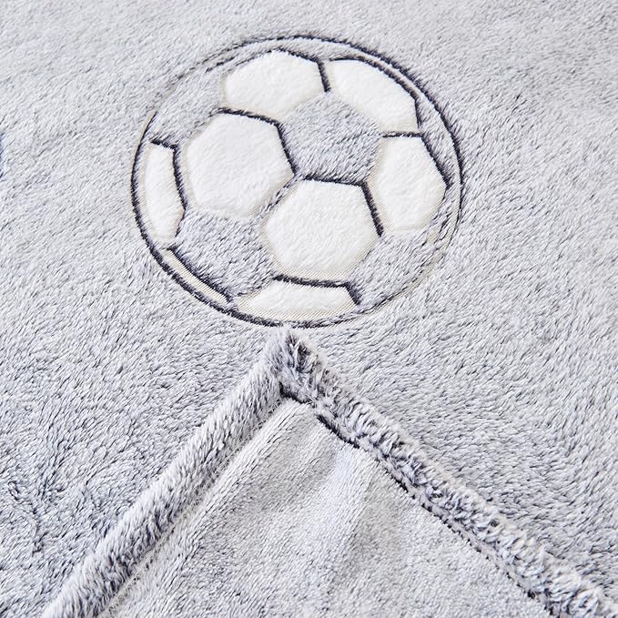 Wajade Soccer Gifts Toys for Boys Girls - Glow in The Dark Soccer Blanket Birthday Christmas Decor for Kids Age 3 4 5 6 7 8 9 10 11 12 Years Old Teens Child Toddler Throw Light Grey 60"x80"
