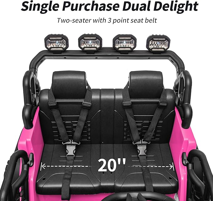 2 Seater Electric Ride on Car Truck, 24V 4x4 Ride on Toy for Kids 4-8 with Remote Control, EVA Tires - Pink