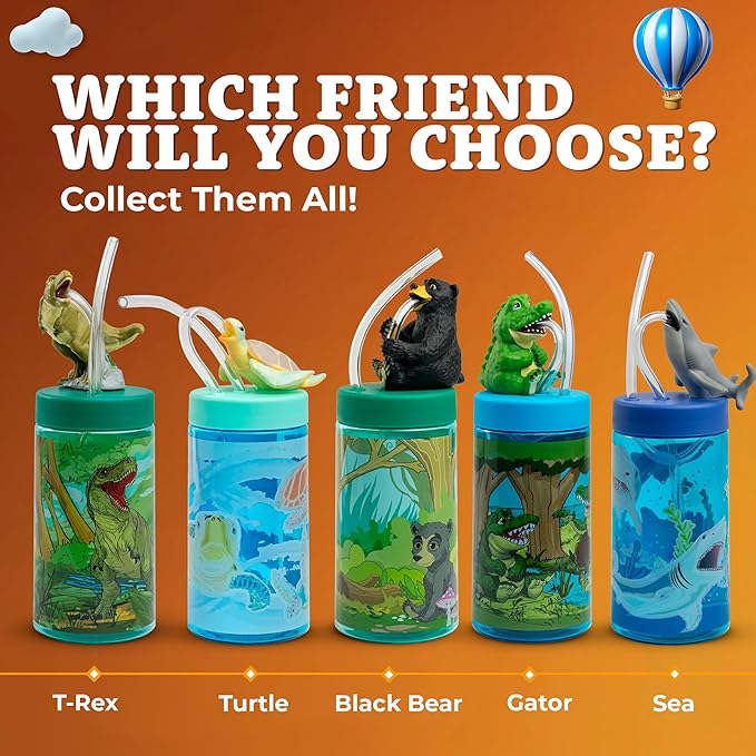 Kids Water Bottle, Toddler Cups, Tumbler with Lid and Straw, Travel Sippy Cup for Water or Milk, Kids Cups with Lids for Toddlers 3 and Up, BPA Free Plastic, 12 oz (Trend Zoo Hedgehog)