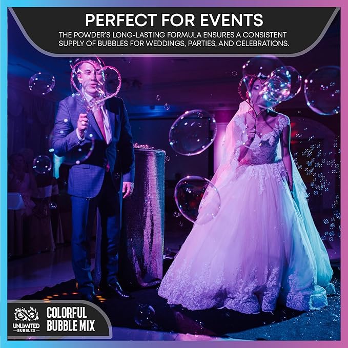 Bubble Solution Mix: Makes up to 30 gallons of Bubble Liquid for Continuous Bubble Entertainment.