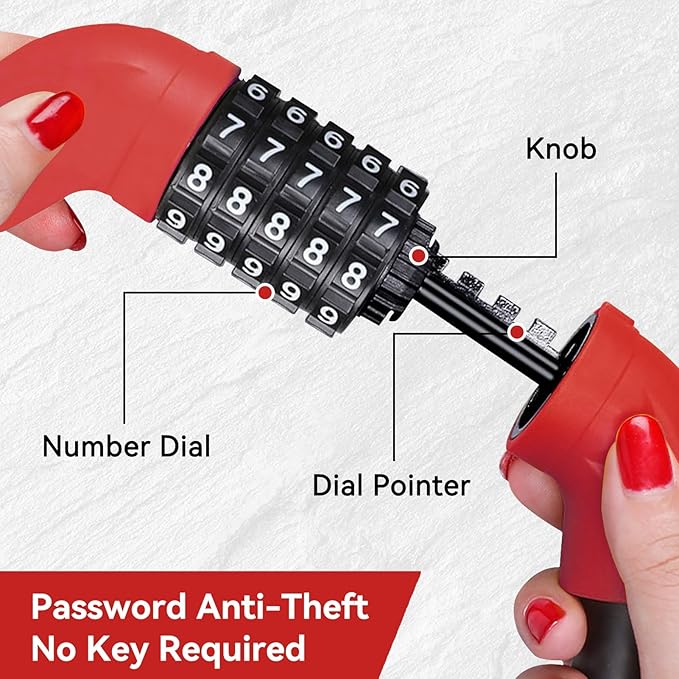 5 Digit Combination Bike Cable Lock, Lightweight Bicycle Lock Anti Theft Resettable Combination Portable Bicycle Cable Locks for Bike, 15inch, Red