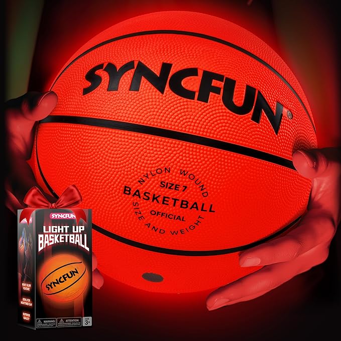SYNCFUN Glow in The Dark Basketball Size 7, Light Up Basketball for Night Games, Cool Birthday Gift for Boys Age 7-12, Teen Outdoor Sports Toy Halloween