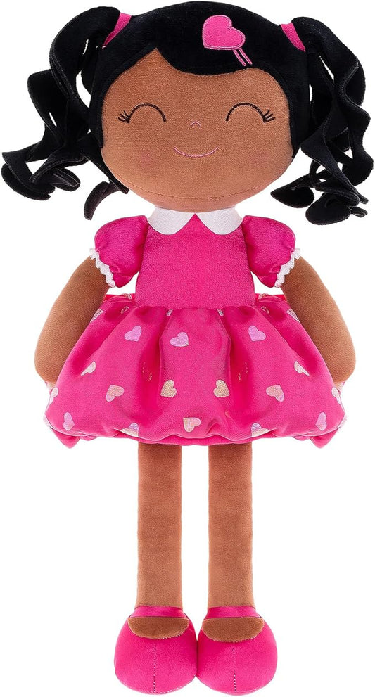 Gloveleya Baby Doll Gifts Plush Curly Girl Toys with Love 16" Rose