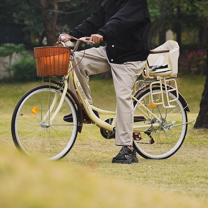 Rear Child Bike Seat, Rear Mounted Kid Bike Seat Semi-Wraparound with Armrests, Harness and Pedals, Toddler Bike Seat for Adult Bikes for Child Ages 6 Months to 6 Years