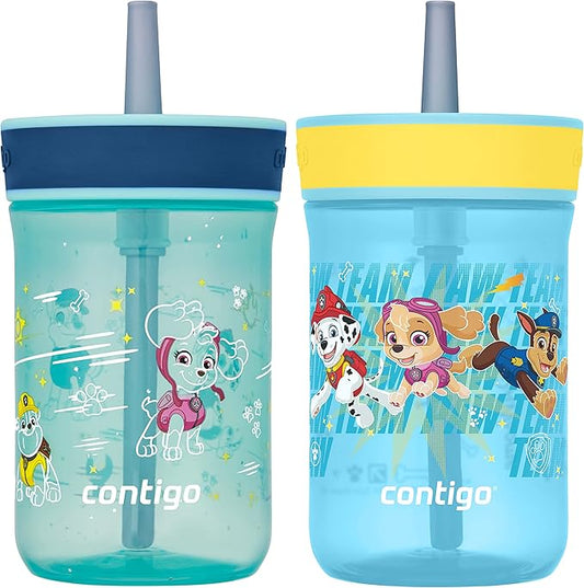 Contigo Paw Patrol Spill-Proof Kids Tumbler with Straw | BPA-Free Plastic Water Bottle | 14oz 2-Pack for Home School Travel