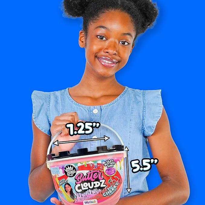 COMPOUND KINGS Fluffy Butter Cloudz Compound Bucket for Girls & Boys | Sensory Toys | Non-Toxic & Non-Sticky | Stress Relieving Tactile | (Red Cherry)