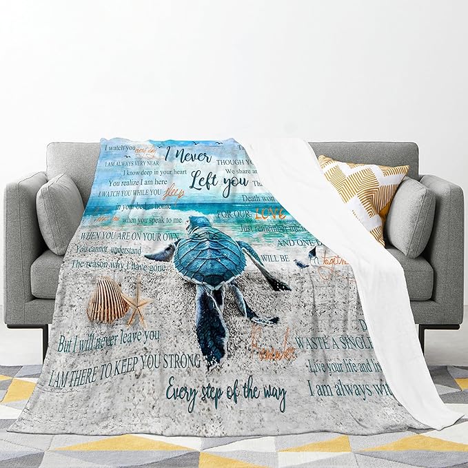 Sea Turtle Ocean Throw Blanket - Memorial Gift for Loss of Loved One - Soft, Warm, Cozy Fleece Blanket for Couch, Sofa, Bed - 80"x60"