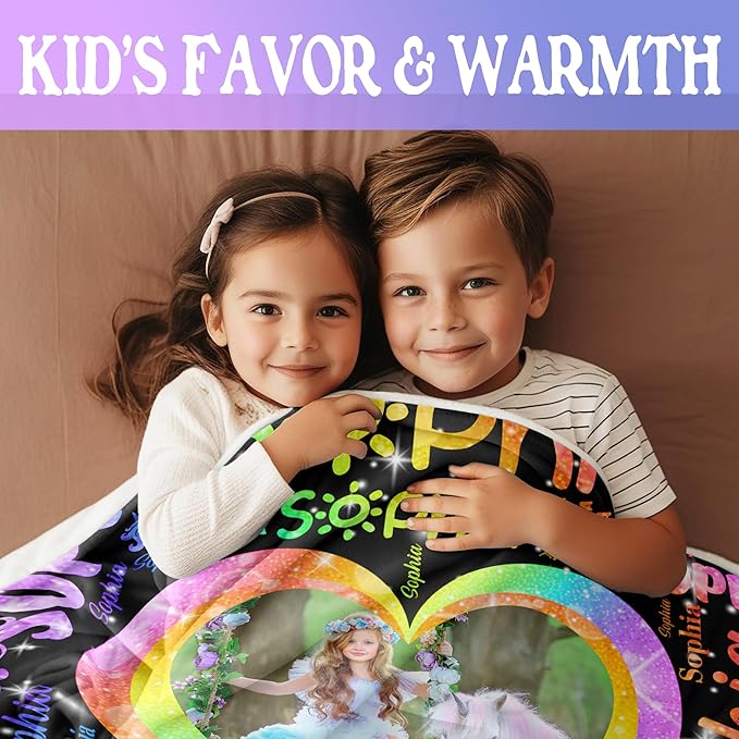 Custom Girl Blanket with Name Personalized Cute Pink Princess Blanket for Newborn Customized Soft Flannel Throw Blanket Memorial Gift for Toddler on Birthday Baby Shower Christmas (Name-3)