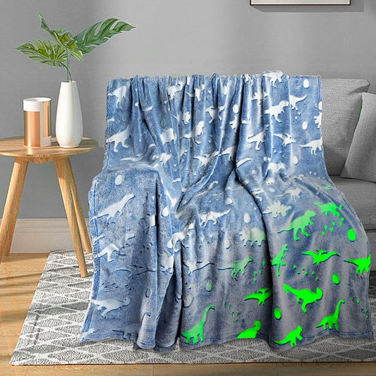 TEHALK Dinosaur Glow in Dark Blanket - Soft Fleece for Boys & Girls - Personalized Baby & Toddler Blanket - 50"x60"