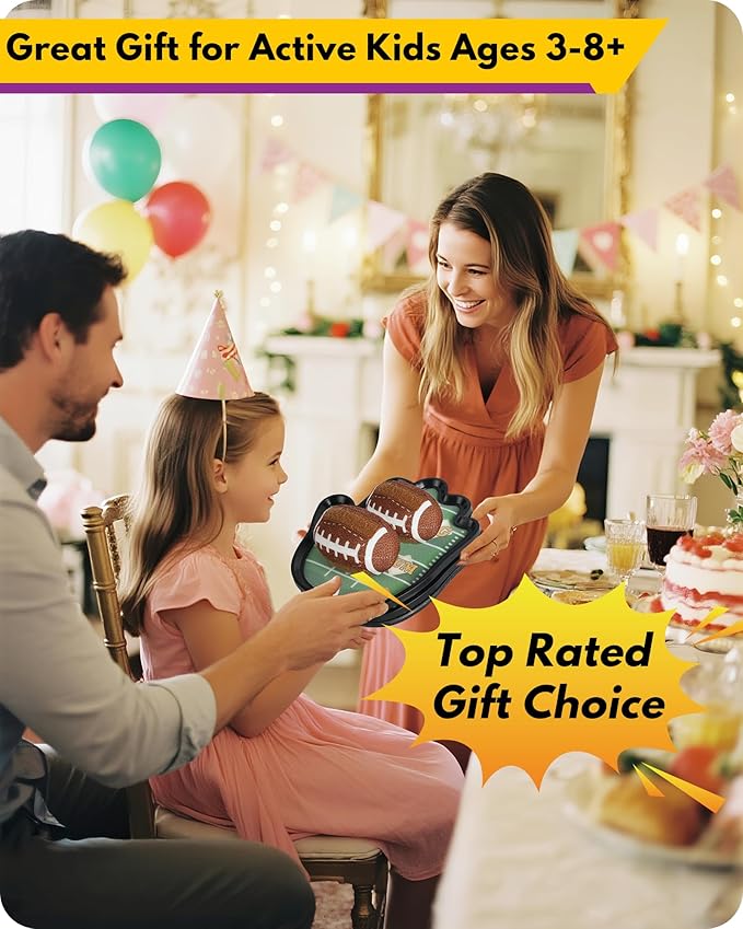 Toss and Catch Ball Game Camping/Yard/Outdoor Sports Toy for Kids, Outdoor Family Games for Kids and Adults with 2 Soft Sticky Balls and 2 Upgraded Paddles, Ages 3-8+ (Football)