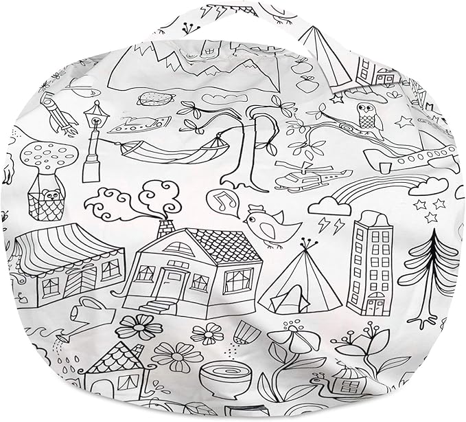 Posh Stuffable Kids Stuffed Animal Storage Bean Bag Chair Cover - Childrens Toy Organizer, Large-38 - Canvas Coloring Fabric - Fun World