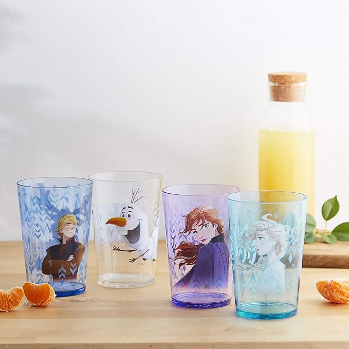 Zak Designs 14.5oz Disney Frozen 2 Nesting Tumbler Set Includes Durable Plastic Cups, Fun Drinkware is Perfect for Kids, 4pk (14.5oz, Anna & Elsa & Olaf)