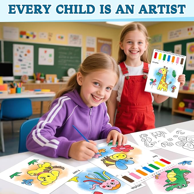 Paint with Water Coloring Books for Toddlers,Animal Theme Mess Free Watercolor Painting Papers for Kids Water Color Paint Kit Art Craft Gift for Ages 1-3, 4-8