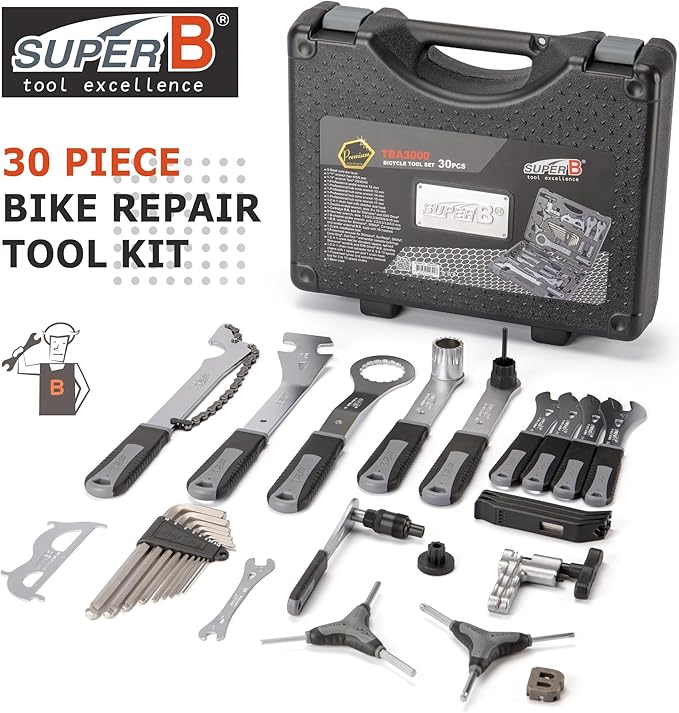 Bicycle Tool Set - Bike Repair Kit with Carry Case - Bike Maintenance Tools for Road Bikes and Mountain Bikes, Repairing Tyres, Brakes, Chains, Pedal, Crank Puller