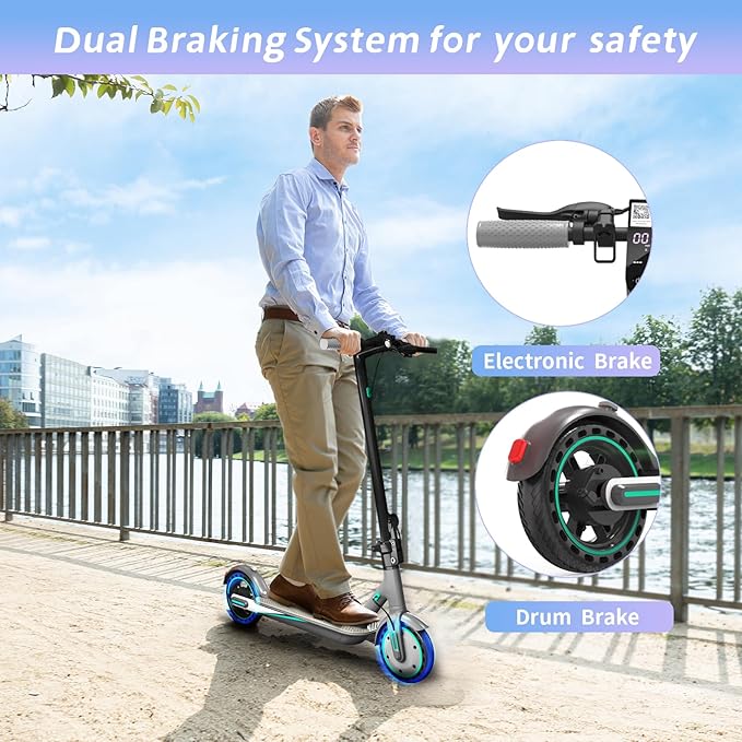Electric Scooter for Adults & Teens, 350W Motor, 19 MPH Top Speed, 15/21 Miles Range, Foldable E-Scooter with 8.5" Honeycomb Tire, Escooter with Dual Braking System and App Control