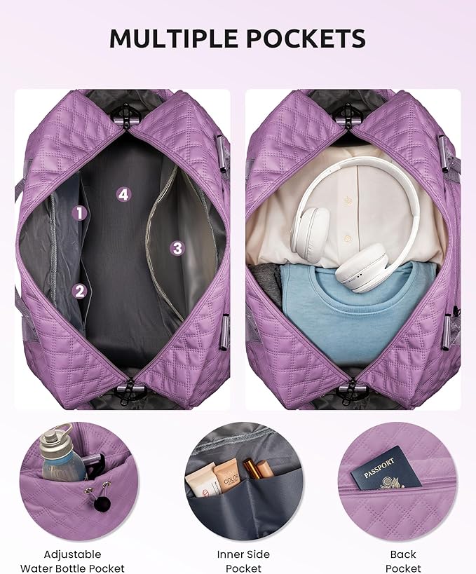 Gift for Women-Initial Teenage Girl Duffle Bag with Shoe Compartment, Personalized Weekender Bag, Monogram Overnight Bag for Kids, Letter Travel Bag with Makeup Bag, Gift for Women (Letter A)