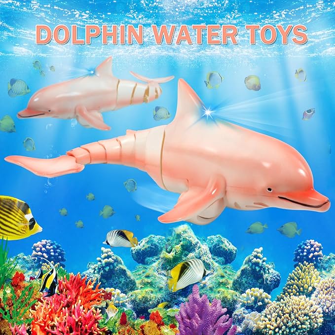 Remote Control Shark Pool Toys, 2.4G RC Dolphin Toy, Water Toys for Kids Age 8-12, Swimming Bath Lake Great Gift RC Boat Toys for 6 7 9 10 Year Old Boys and Girls