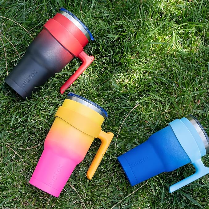 BJPKPK 40 oz Tumbler With Handle Stainless Steel Insulated Tumbler With Lid And Straw Travel Coffee Cups For Women And Men,Pink Yellow Rose