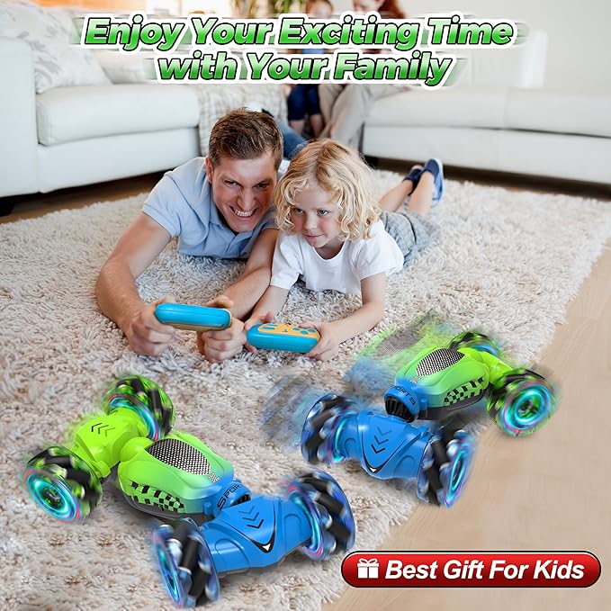 Gesture Sensing RC Stunt Car, Toys for Ages 4-12, Gift for Ages 6 7 8 9 10 11 12 Boys and Girls, Remote Control Car, 4WD Transform Drift RC Cars with Lights, Birthday Gift for Kids