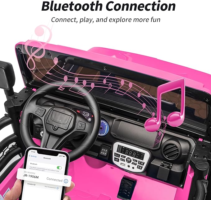 2 Seater Electric Ride on Car Truck, 24V 4x4 Ride on Toy for Kids 4-8 with Remote Control, EVA Tires - Pink