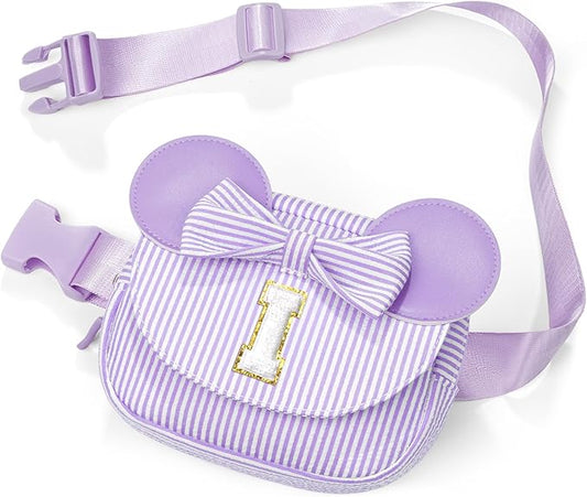 Birthday Gifts for 4 5 6 7 8 9 10 11 12 13 14 Year Old Girls - Belt Bag for Kids Teens Girls 8-12, Initial Fanny Pack Belt Bag Purse for Girl Teen Daughter Sister Kids Birthday Gift Purple I