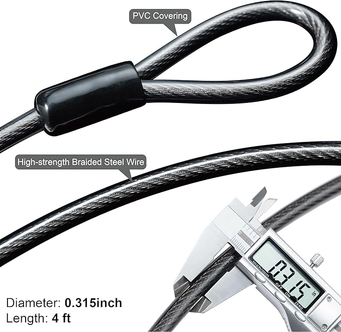 Via Velo Bike U-Lock with Cable, Heavy Duty Anti-Theft Bicycle U Locks with 8mm Braided Steel and 3 Keys, 4ft Length Security Cable for Bike, Scooter Mountain Road Bike