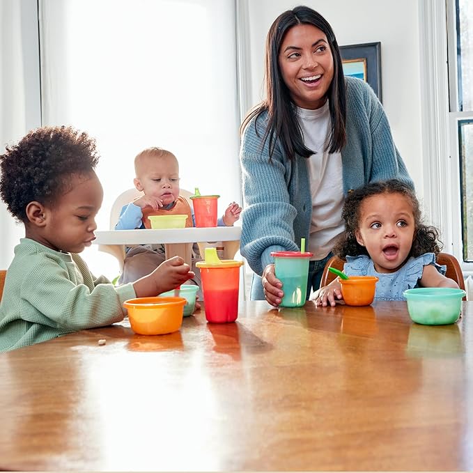 The First Years Take & Toss Toddler Straw Cups - Spill Proof Sippy Cups with Snap On Lids and Straws - Feeding Supplies and Party Supplies - 10 Oz - 20 Count