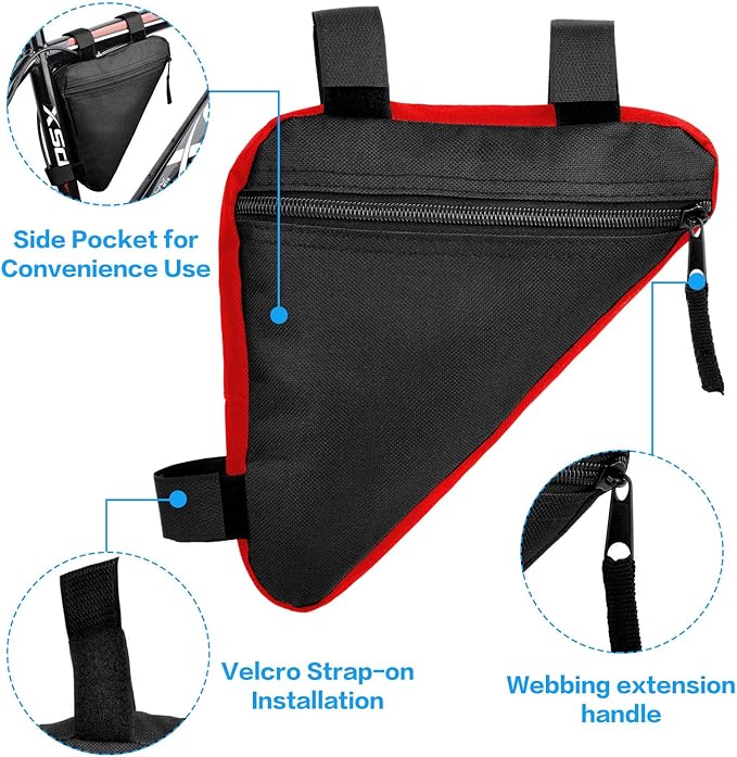 Bike Triangle Frame Bag - Bicycle Cycling Storage Triangle Top Tube Front Pouch Saddle Bag for Road and Mountain Bikes
