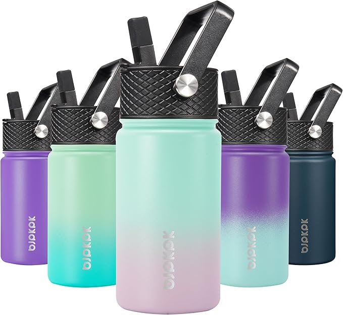 BJPKPK Water Bottle with Straw Lid, 15 oz Insulated Water Bottle, Stainless Steel Metal Water Bottles, Reusable Leak Proof BPA Free Thermo, Flask, Cups, Marshmallow