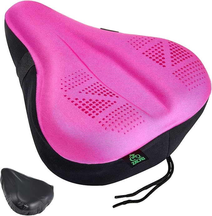 Zacro Bike Seat Cushion - Padded Gel Bike Seat Cover for Men & Women, Padding Bicycle Saddle fit with Peloton/Spin Stationary Exercise/Mountain Road Cycling Bike