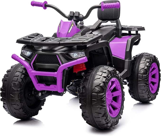 Kids ATV 4 Wheeler, 24V 4WD Electric ATV Ride On Toy for Big Kid with 2-Seater, 4x200W Motor - Purple