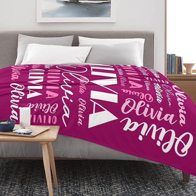 Name Blanket Personalized Blanket for Adult Kids Flannel Customize Throw Blanket Custom (Color 30, 40 x 50 Inches)