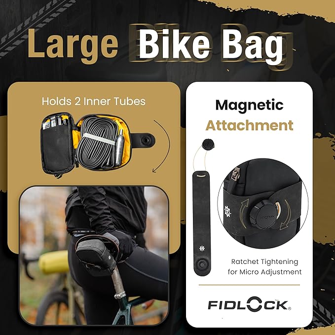 Lumiere & Co. Falcon Magnetic Bike Saddle Bag – 0.69L | 6" x 3.5" x 2" | Sleek Minimalist Brick Design, Fast Magnetic Buckle Attachment | Road Cycling–Specific Bike Seat Bag (Black, Large)