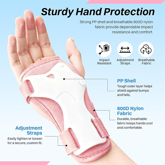 ZIFFY Knee Pads for Kids, Adjustable Knee and Elbow Pads Set with Wrist Guard, Protective Gear for Boys Girls Skateboard Roller Skating Cycling Bike – 2 Sizes, 4 Colors by Jova