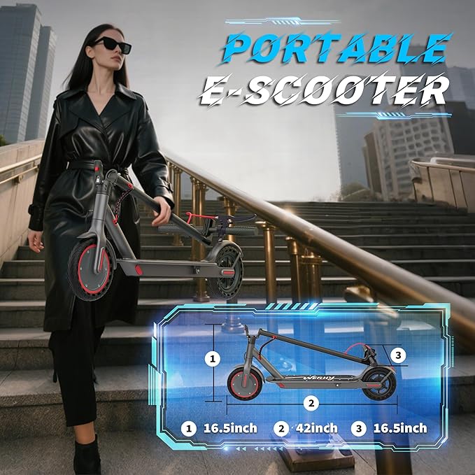 WERHY Electric Scooter, 350W/500W Motor, Top Speed 19/22 mph, Max 16/23/25/28Miles Ranges, Foldable E Scooter for Adults