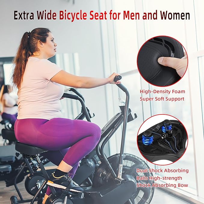 Oversized Bike Seat for Peloton Bike & Bike+, Wide Bicycle Saddle Replacement Compatible with Peloton, Exercise or Road Bikes, Seat Cushion for Men & Women