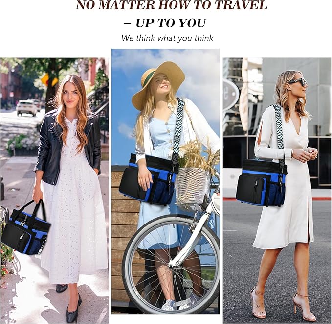 LOKASS Lunch Box for Women/Men-16L-Insulated Lunch Bag, Expandable Double-layer Leakproof Cooler Bag with Upgrade Adjustable Shoulder Strap Ideal for Work/Travel/Picnics（Sapphire Blue）