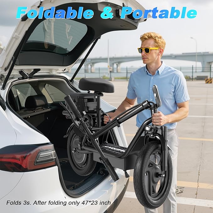 WERHY Electric Scooter, 500W Motor, 14'' Tires, Top Speed 22 mph, Max 27/49 Miles Ranges, Foldable E-Scooter with Suspension, Digital Display, Cruise Control,Rear Seat Box/Basket